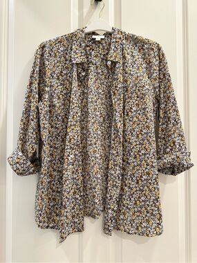 NWOT J Jill Floral Button-Up Shirt - Yellow & Blue Size M